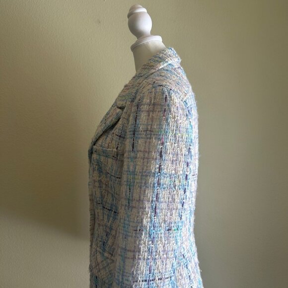 Avec Les Filles Tweed Blazer Blue Purple Bouclé Jacket SZM Chic Parisian Classic - Picture 4 of 12